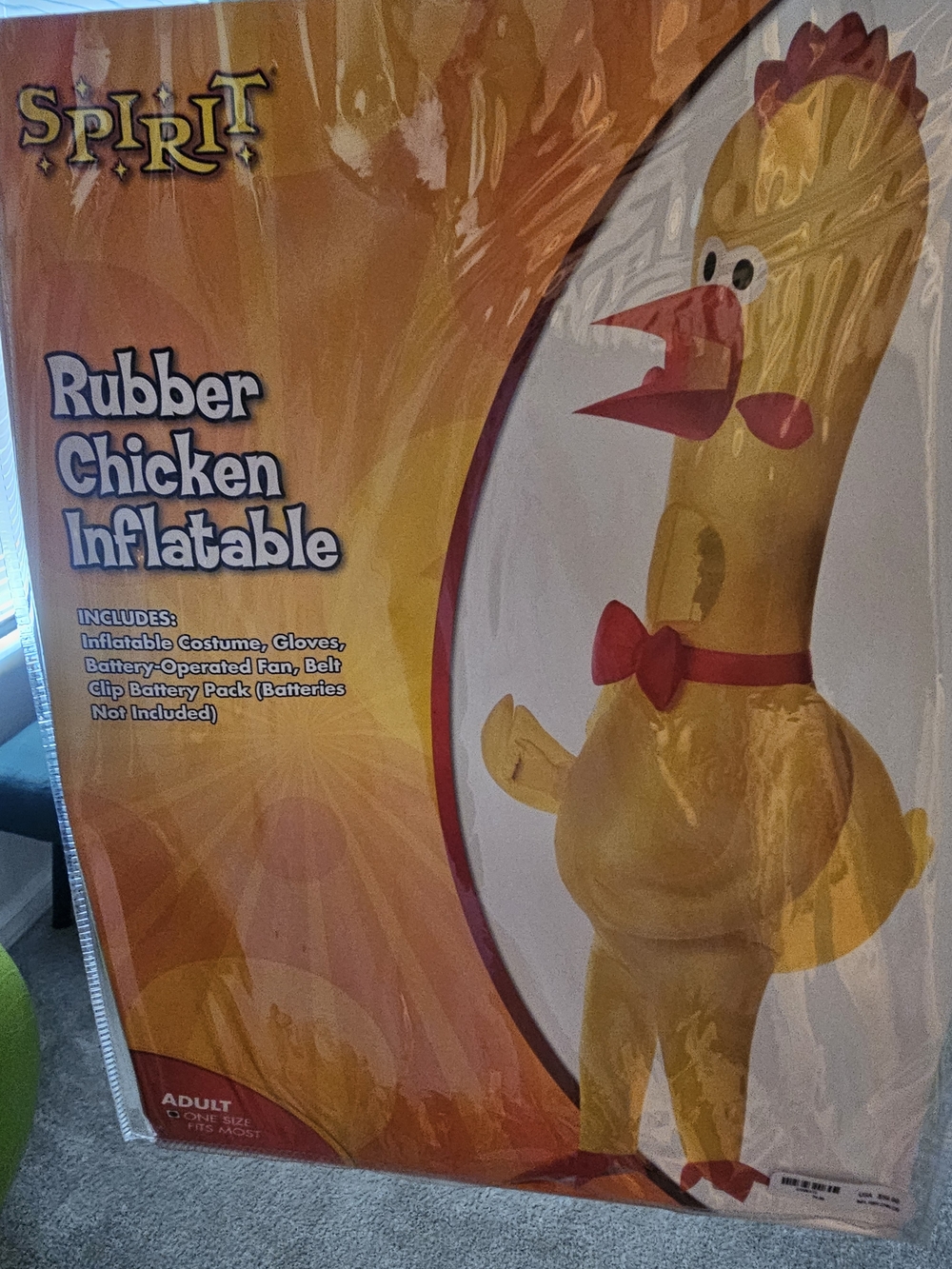 Spirit Adult Inflatable Rubber Chicken Costume - Yellow with Red Accents